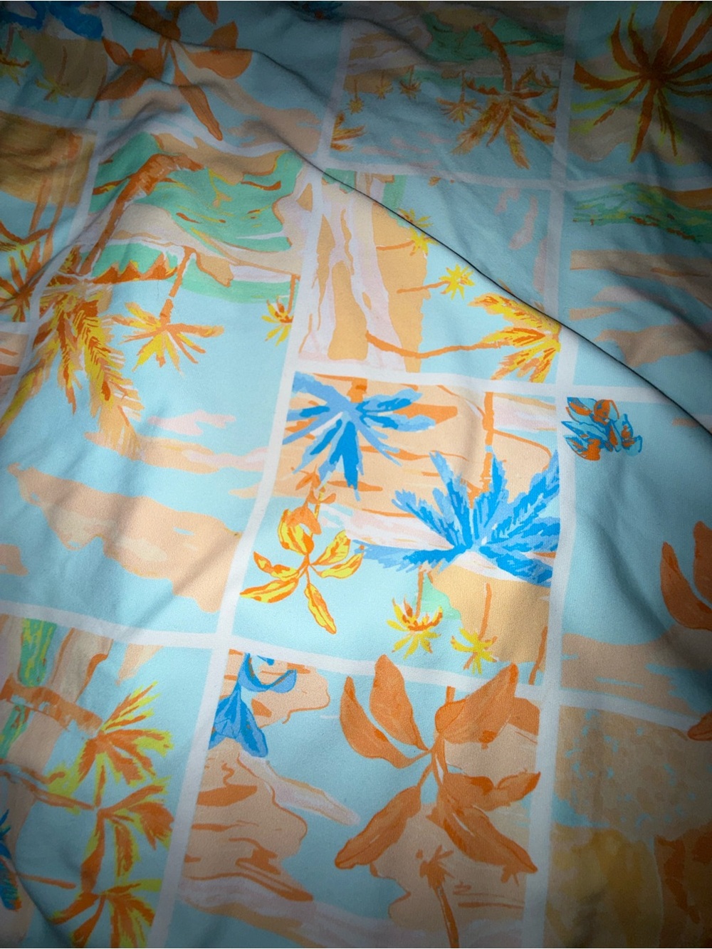 NEW Onia KELLY PALM ISLAND Pastel Blue and Peach Palm Print One-Piece Swimsuit M - Picture 4 of 9